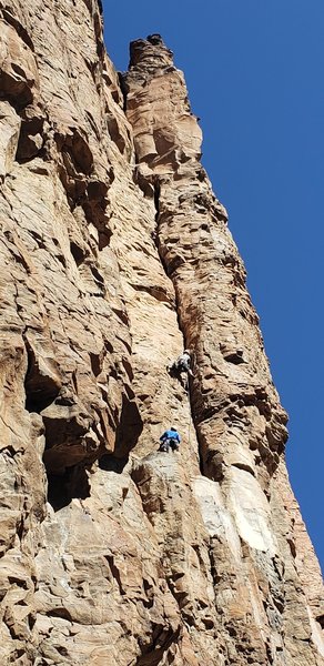 Climbers on Sun Devil Crack. March 2019.