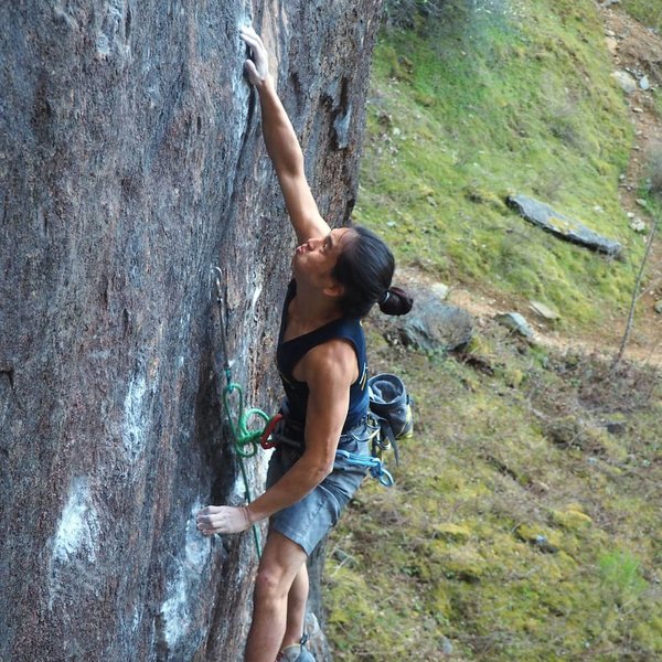 Tim Iwako showing that you can still do the crux move at 5' 1''