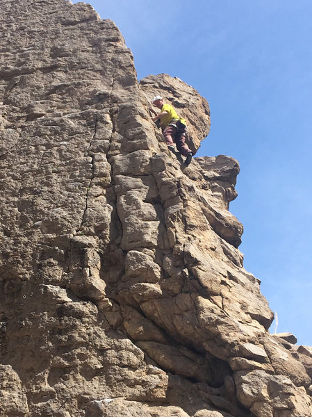 Free soloing pitch 29 of the 30-pitch day.
