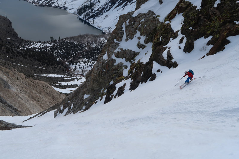 Skiing the Mendenhall Couloir above Convict Lake