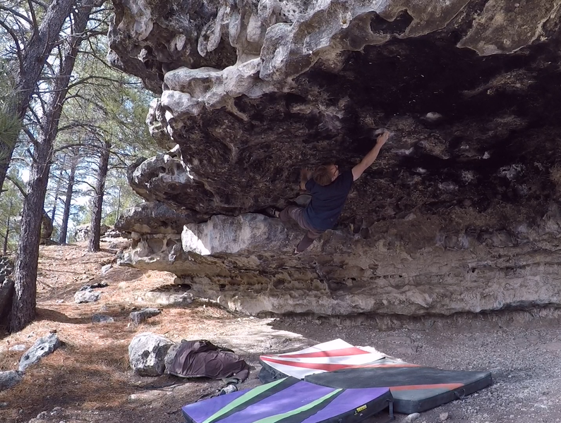 Right hand throw crux.