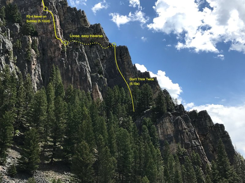 Don't Think Twice (5.10a) linkup to P3-4 of Never on Sunday (5.10c/d)