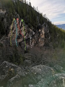 Yellow Brick Road (yellow) , Uppity Buddha (blue), Hillbilly Braille (red), The Awning (green), Latvian Gambit (white)