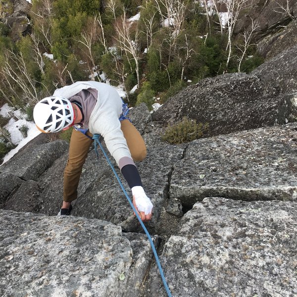 Hero jug on the top of Equinox.
<br>
<br>
Photo: Logan Dop
<br>
Climber: Kyle Ellefson