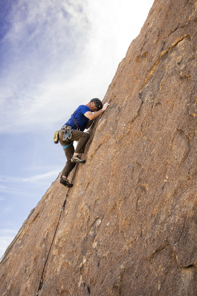 Ben Chapman on the steep upper face of Topgun.