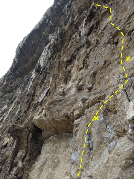 Route on right, view looking up from ledge