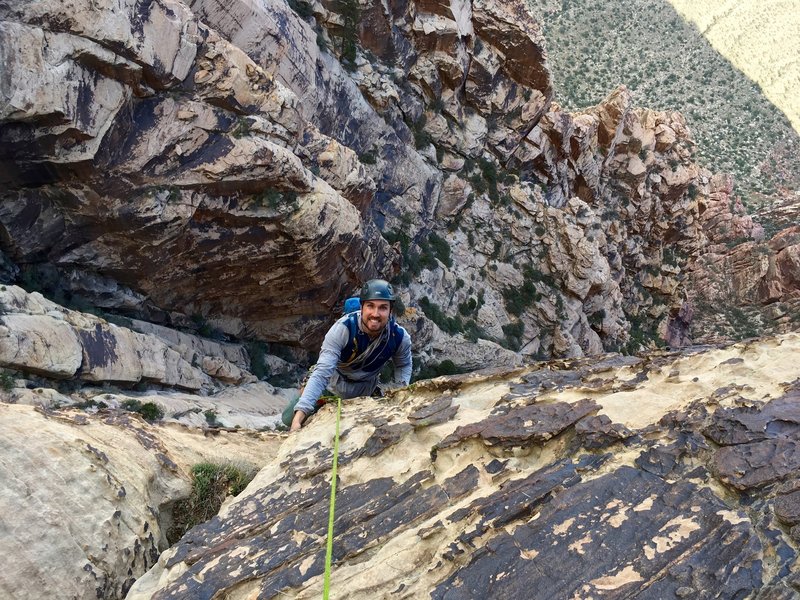 Steve Stosky enjoys the varnished flakes at the top of Pitch 5.