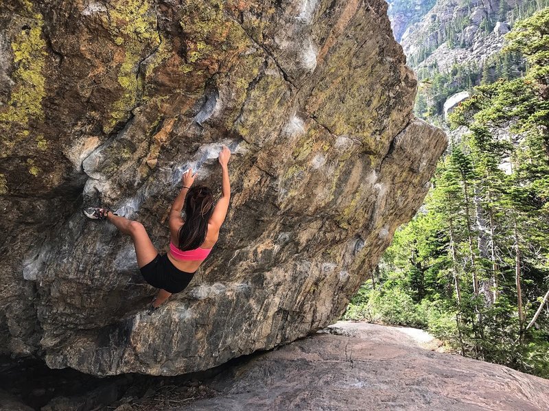 Heeling my way through climb.
