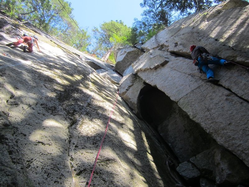 Cragging at Campground Wall. Left: Varicose Veins (11b); Middle: Sloppy Gordie (10b); Right: A Pitch in Time (10b).
