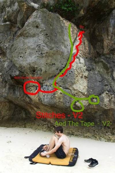 Showing the new route - And The Tape - V2 in reference to Stitches