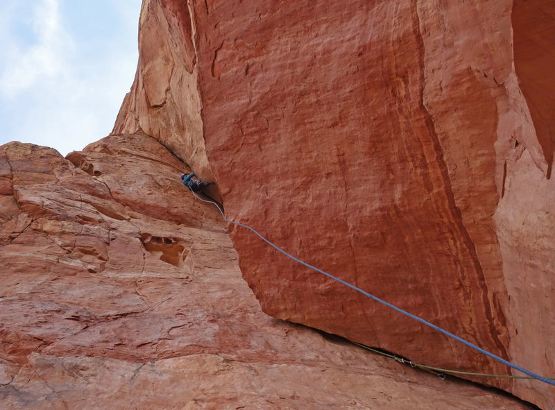 Entering the steep final section of P2.