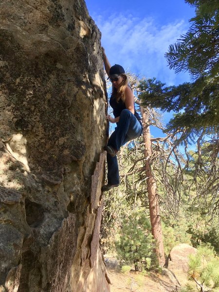Kelly Douglas on the "Peerless" boulder