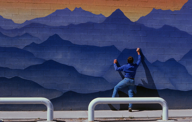 Dale Navish getting psyched for the Winds. Pinedale, WY - Sept 1989