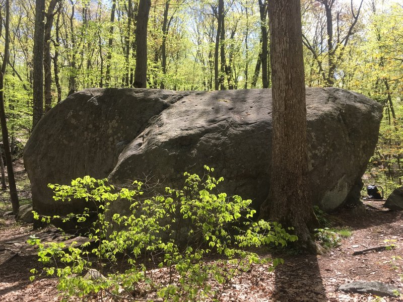 Climbing in Heart Boulder, Lincoln Woods