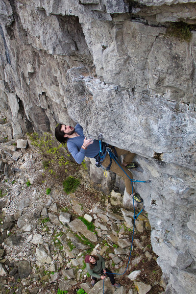 Falling into the pinch/ undercling crux before the mantle