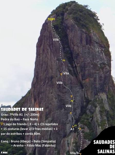 The route is located at the left side of the Coroas Chimmeney