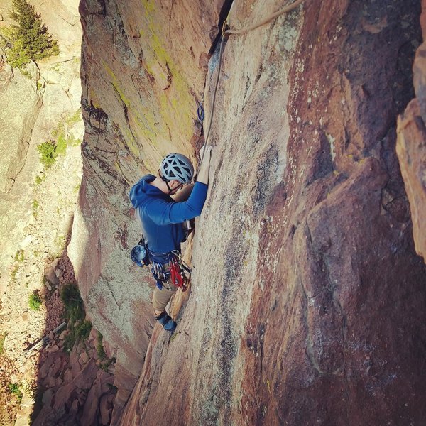 First time at Eldorado Canyon, first pitch of the day, first time multi-pitch climbing, first time following a trad lead. I'm hooked.