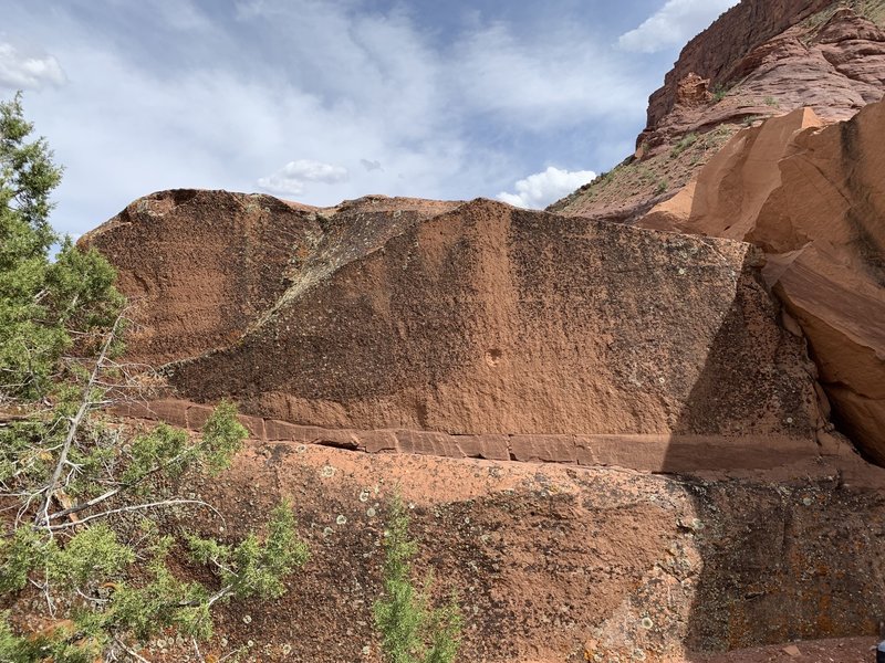 Primary west face of the Non-Descript Boulder.