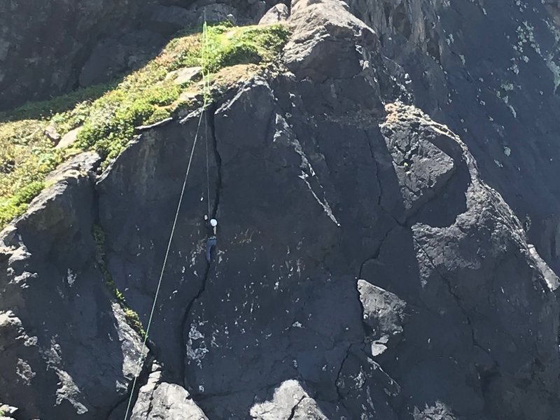 Jenny climbing up the mid-section