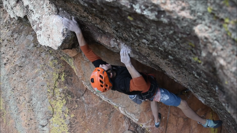 Tanner Bauer on the first ascent.