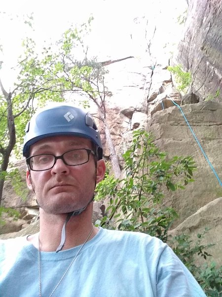 The rope runs up Lefthand. Righthand is just to the right. Bolted rings.