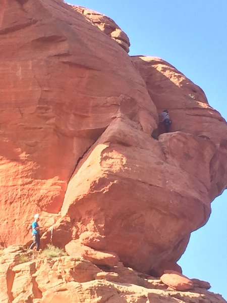 James cruising the final part of Pitch 2 after the exposed traverse.