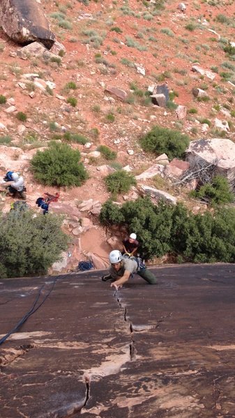 Me just before the crux of Straight Shooter. Photo - Josh Dig