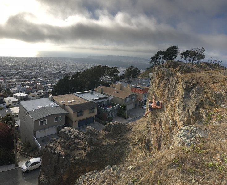 Crux (shown) is the only solid(ish) rock in the area.