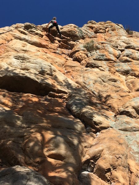 Becky hangdogging the last roof of entertainer