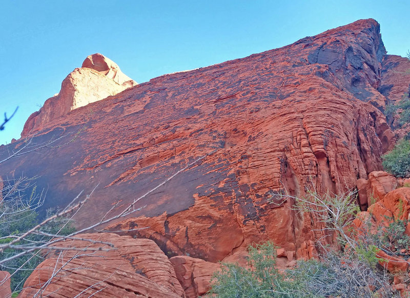 bottom of P4 of Red Slippers on SSW ridge of Calico Peak