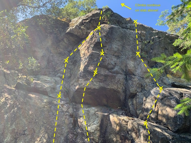 Dunsmuir Grotto (approximate bolt and route locations)