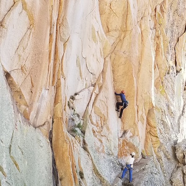 Greg Kay on the FA of the new route we put up. Audrey Margirier is the belayer and got the super sexy most coveted 2nd ascent. Hard to believe these nice single pitch routes keep getting put up