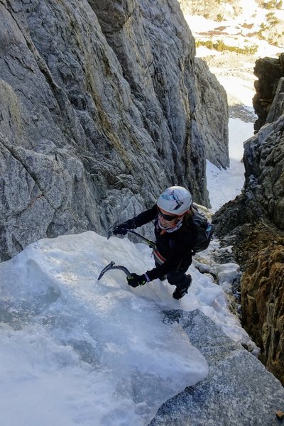 NB enjoying more alpine ice higher on the climb
