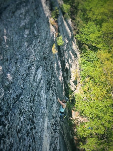 Unknown climber negotiating what seemed like a puzzling section of Triangle.