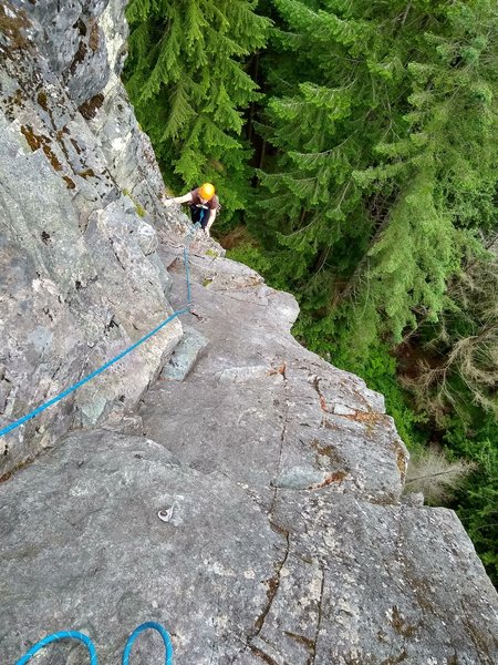 Looking down from the P2 anchor
