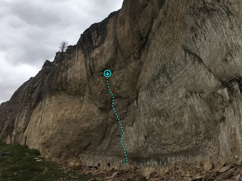 The Beholder: Shared start, break right, head up through an obvious 2' roof and climb to the finish crack system.