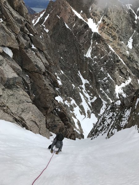 Near the top of the couloir