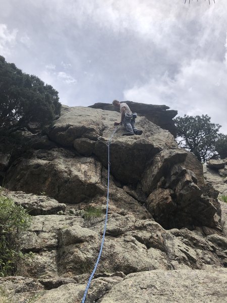 Just above the start.