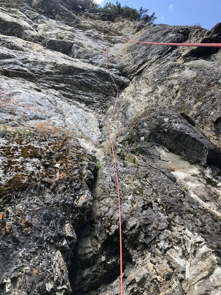Using the force 10c - One of the first routes you see when you arrive at the crag. Surmount the first bulge using good footwork and big holds then work your way up on small holds to the anchor. Great route!
