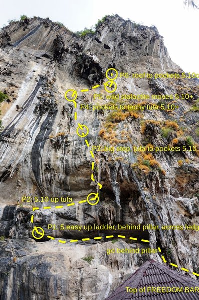 Humanality Topo. It is recommended to skip the final pitch whatever is left of it. All we saw after the amazing roof to pockets 10c pitch was some tat cord. Rapping down in 3 is recommended with a single rope. We used 70m.