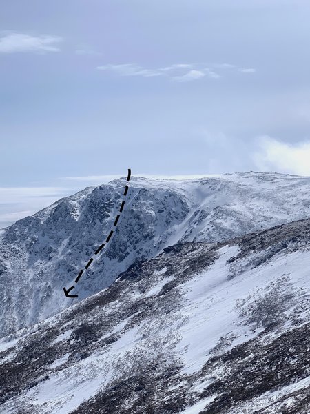 The route as seen from Raymond Cataract.
