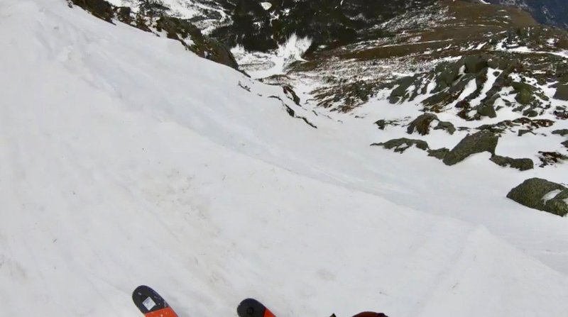 Getting ready for a spring ski descent.