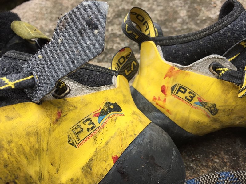 Shoes after speed climbing The Zipper.