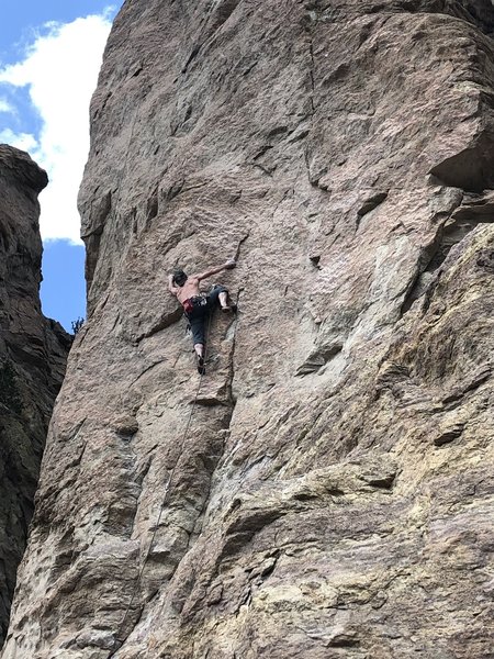 Entering the crux during the FA of "Dr. Dolittle"