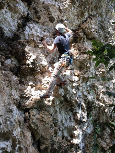 The area of the first bolts, on dirty rock.