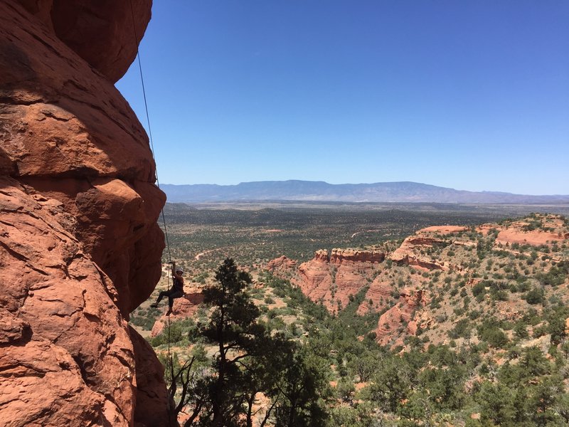 Chelsea enjoying the overhanging rap. And great views!