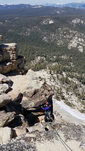 Kelly clearing the final obstacle. Almost to the top.