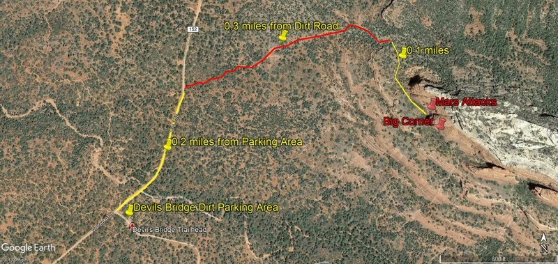 Approach to Mars Attacks & Big Corner from Dirt Road (152C).
