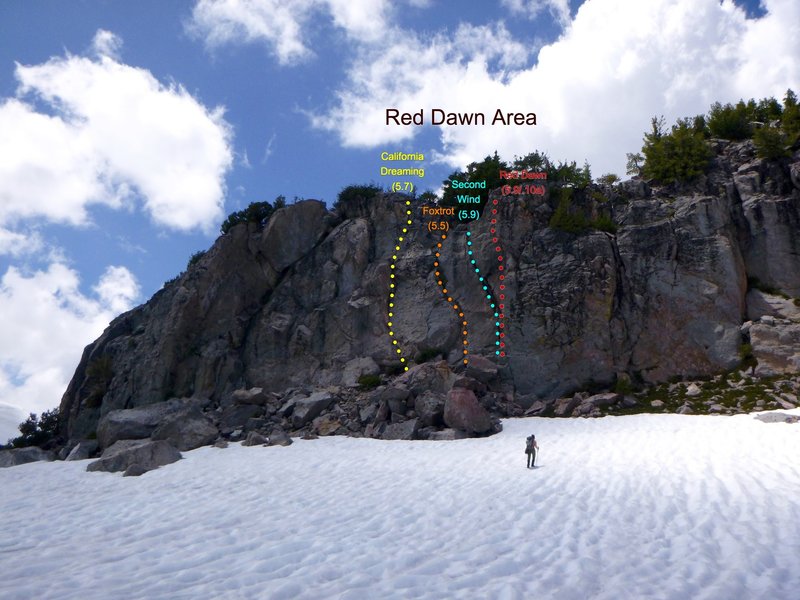 Routes in the vicinity of Red Dawn.