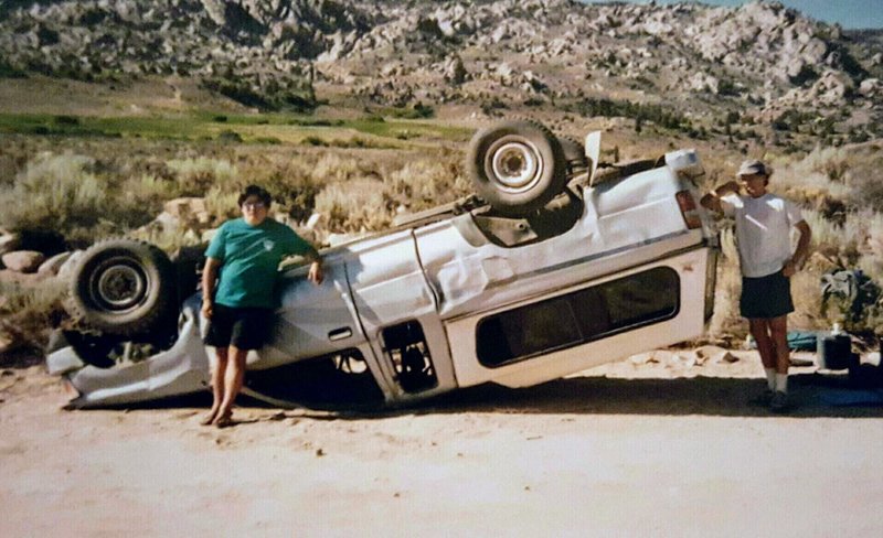 A minor setback on Buttermilk Road, Sierra Eastside<br>
<br>
Photo by Rick Shull (1989)